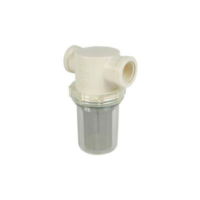 Mini T-Strainer Nylon 1" w/ 80 Mesh Screen & Clear Bowl